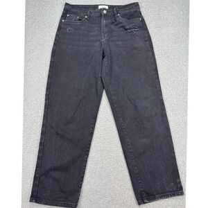 Aeropostale Jeans Women's 8 Black Denim High Rise Baggy Fit Straight Y2K Style